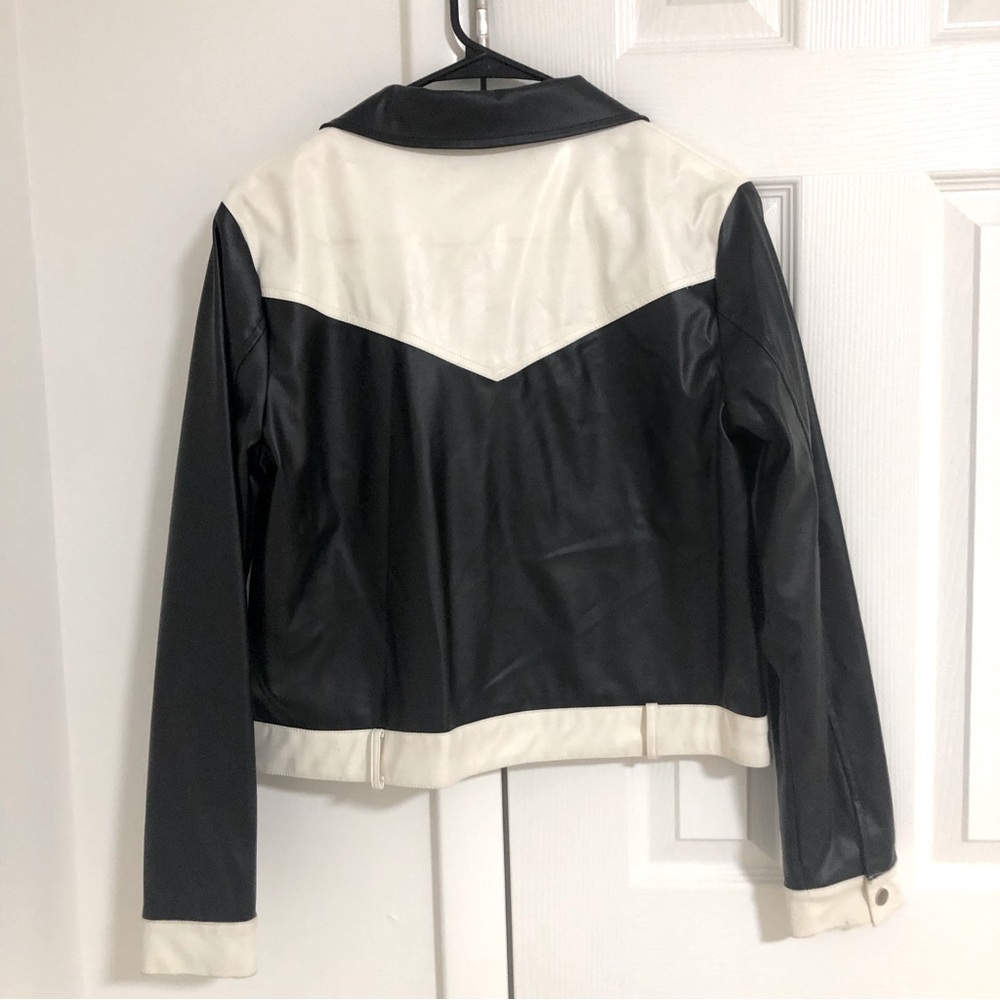 Nasty Gal Black and White Faux Leather Contrast Jacket - Picture 5 of 5